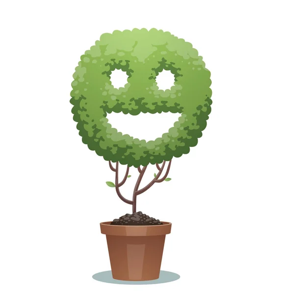 Yeşil bonsai ağacı, smiley — Stok Vektör