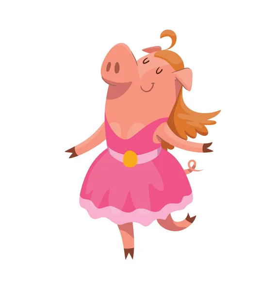 Смешная розовая свинья-подросток — стоковый вектор