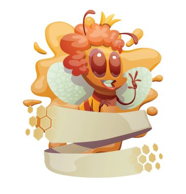 Tatlım amblemi, el sallayarak komik kadın arı