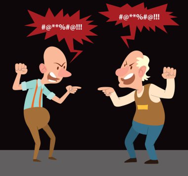 Kızgın yaşlı adamlar birbirine çığlık 