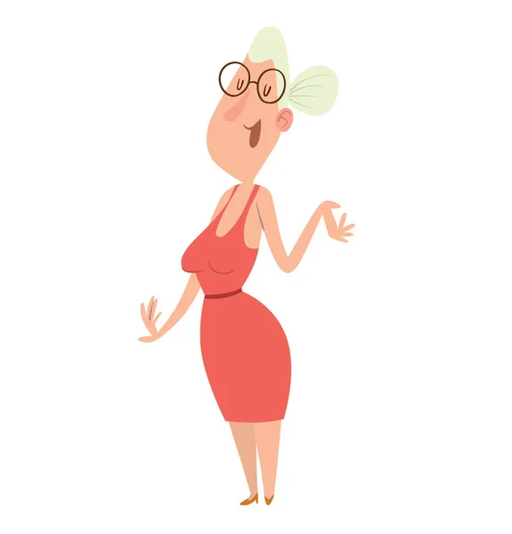 Lustige alte Frau mit Brille — Stockvektor