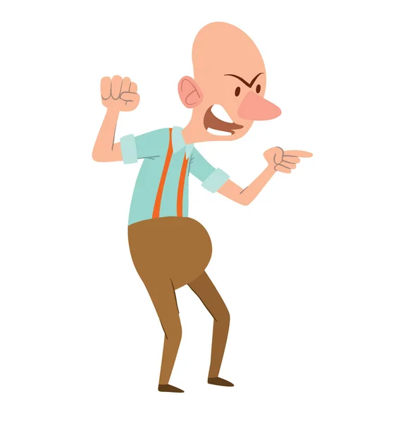 Funny angry bald old man — Stock Vector