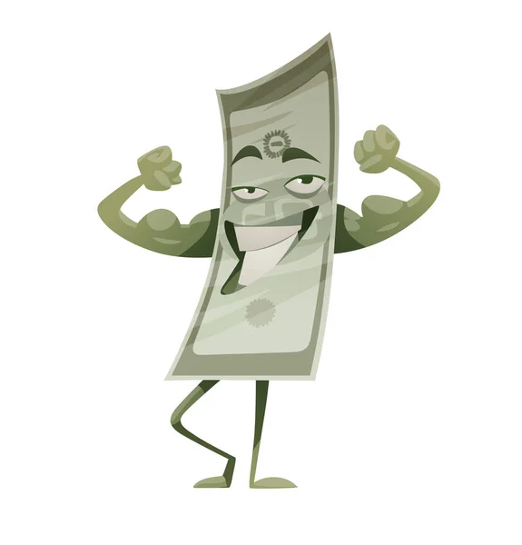 Смішна зелена банкнота, що показує м'язи — стоковий вектор