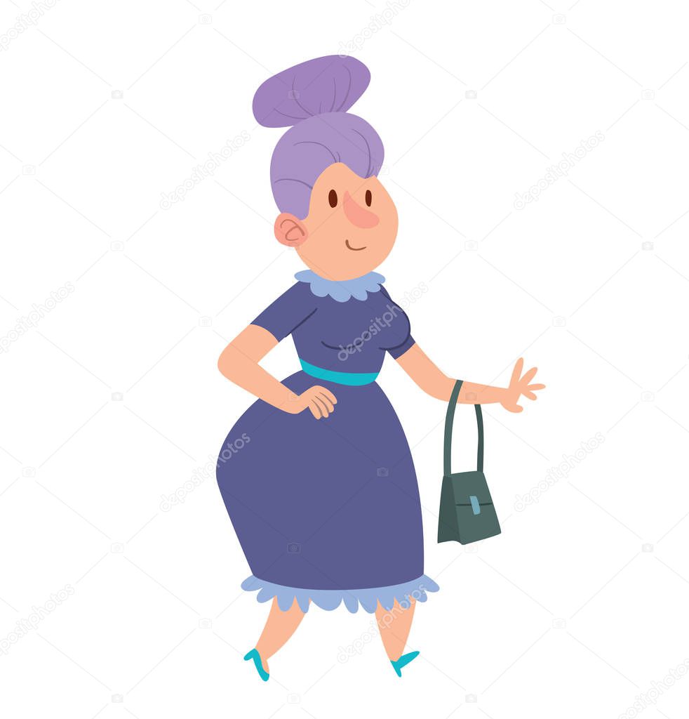 Funny old woman with purple hair 