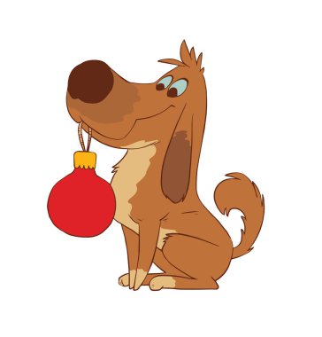 Bir top ile sevimli Noel köpek