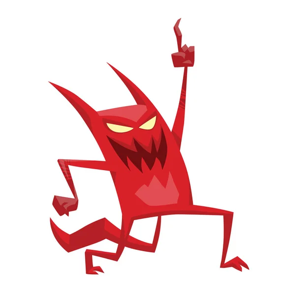 Divertido diablo rojo mostrando su dedo hacia arriba — Vector de stock
