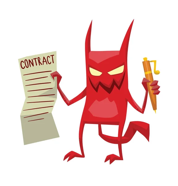 Αστεία κόκκινο διάβολο με συμβόλαιο — Διανυσματικό Αρχείο