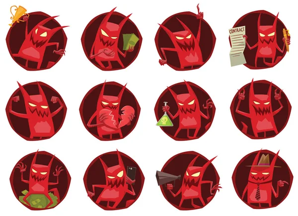 Komik Kırmızı Şeytanlar ile on iki yuvarlak çerçeve kümesi