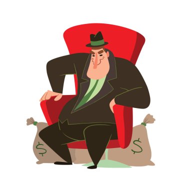 Funny fat capitalist sitting in a chair clipart