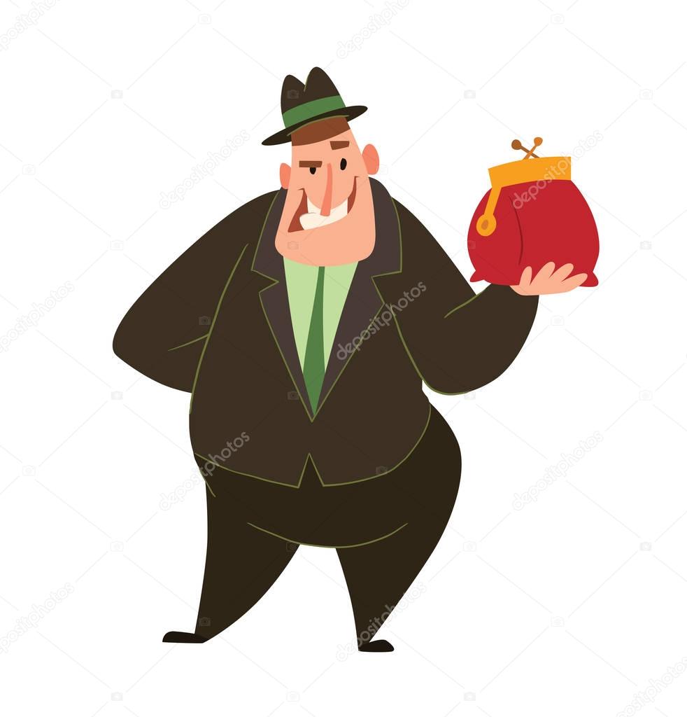 Funny fat capitalist with a thick purse