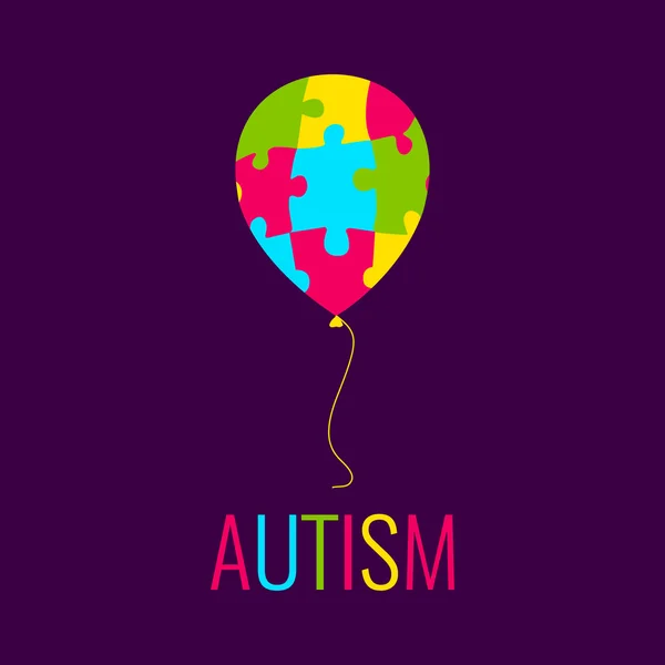 Autism poster with balloon — Stock Vector