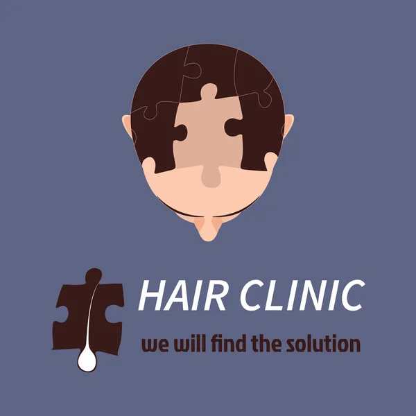 Concepto de pérdida de cabello con rompecabezas — Vector de stock