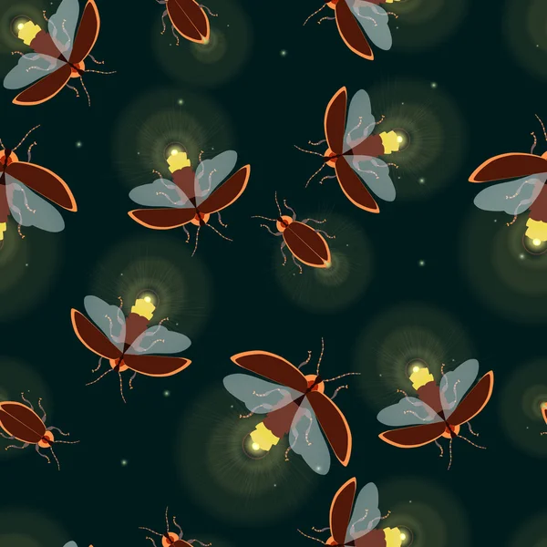 Patrón de insectos de luciérnaga — Vector de stock