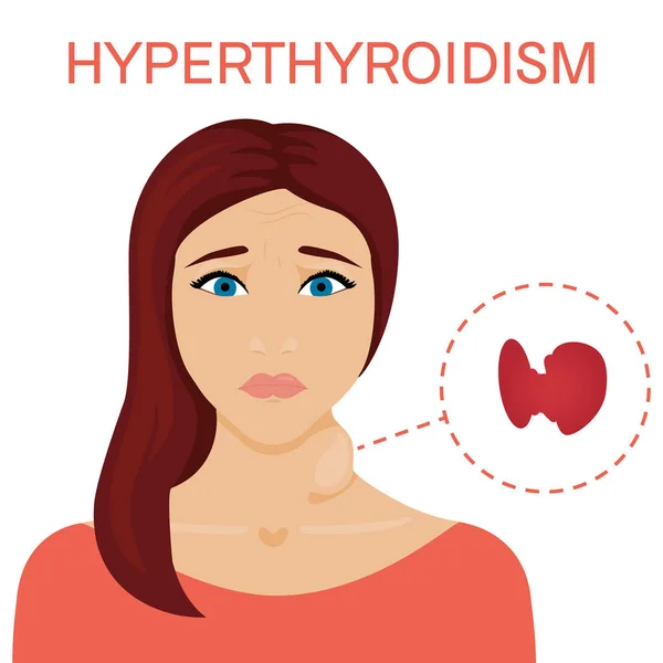 Woman with hyper thyroid — Stock Vector