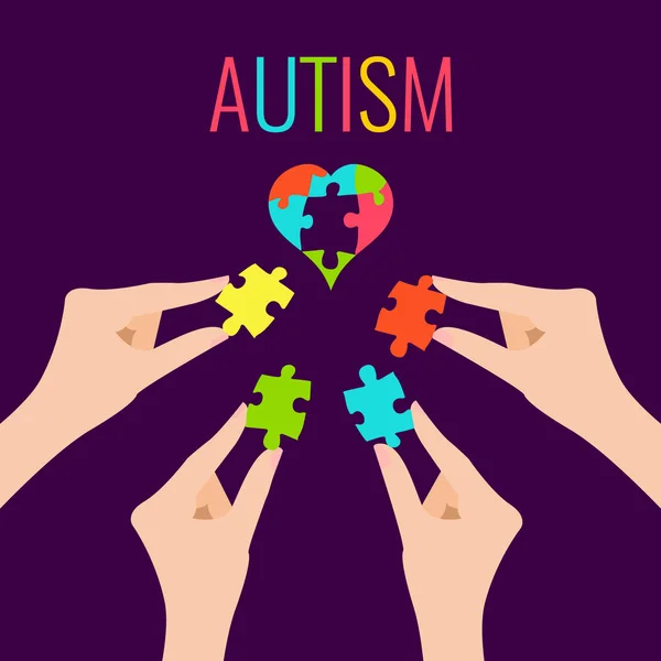 Afiche de conciencia del autismo — Vector de stock