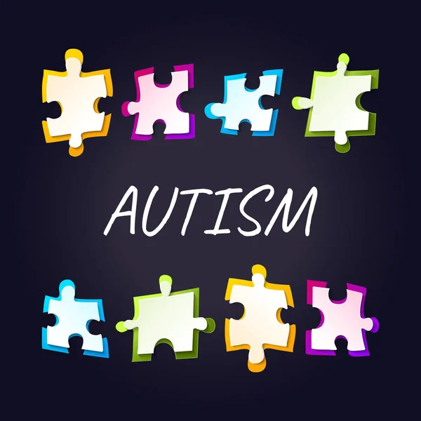 Autism awareness puzzle poster — Stock Vector