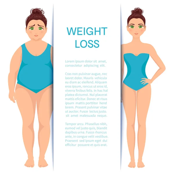 Weight loss poster with women — Stock Vector