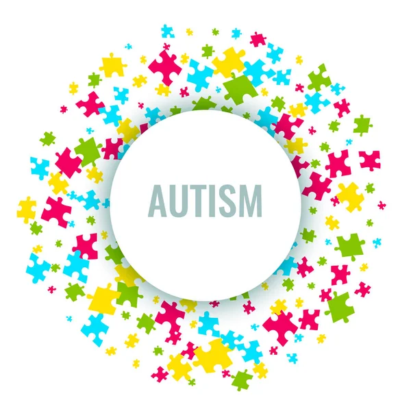 Puzzle Pieces in Autism Awareness Colors Background Illustration