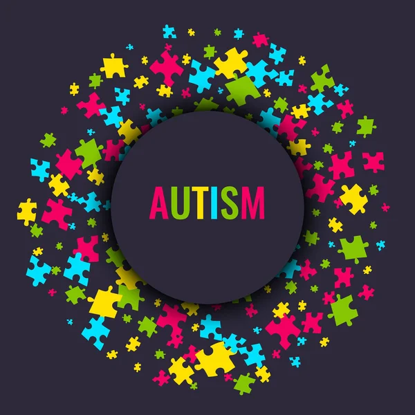 Autism awareness puzzle poster — Stock Vector
