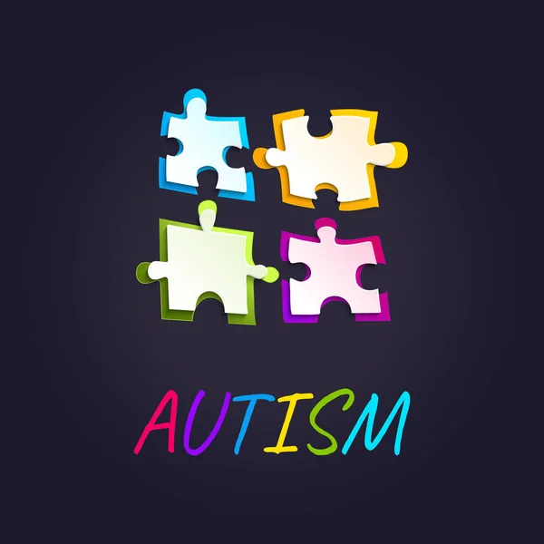 Autism awareness puzzle poster — Stock Vector