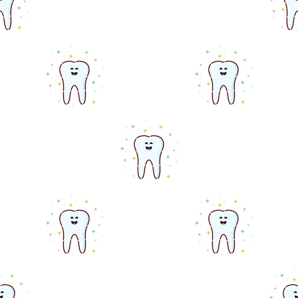 Wallpaper Seamless Pattern Tooth health Cute funny cartoon smiling  character Oral dental hygiene Children teeth care Baby texture Flat  design Blue background  PIXERSUK
