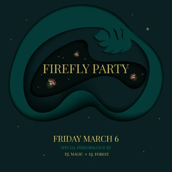 Chamada de festa tropical Firefly — Vetor de Stock
