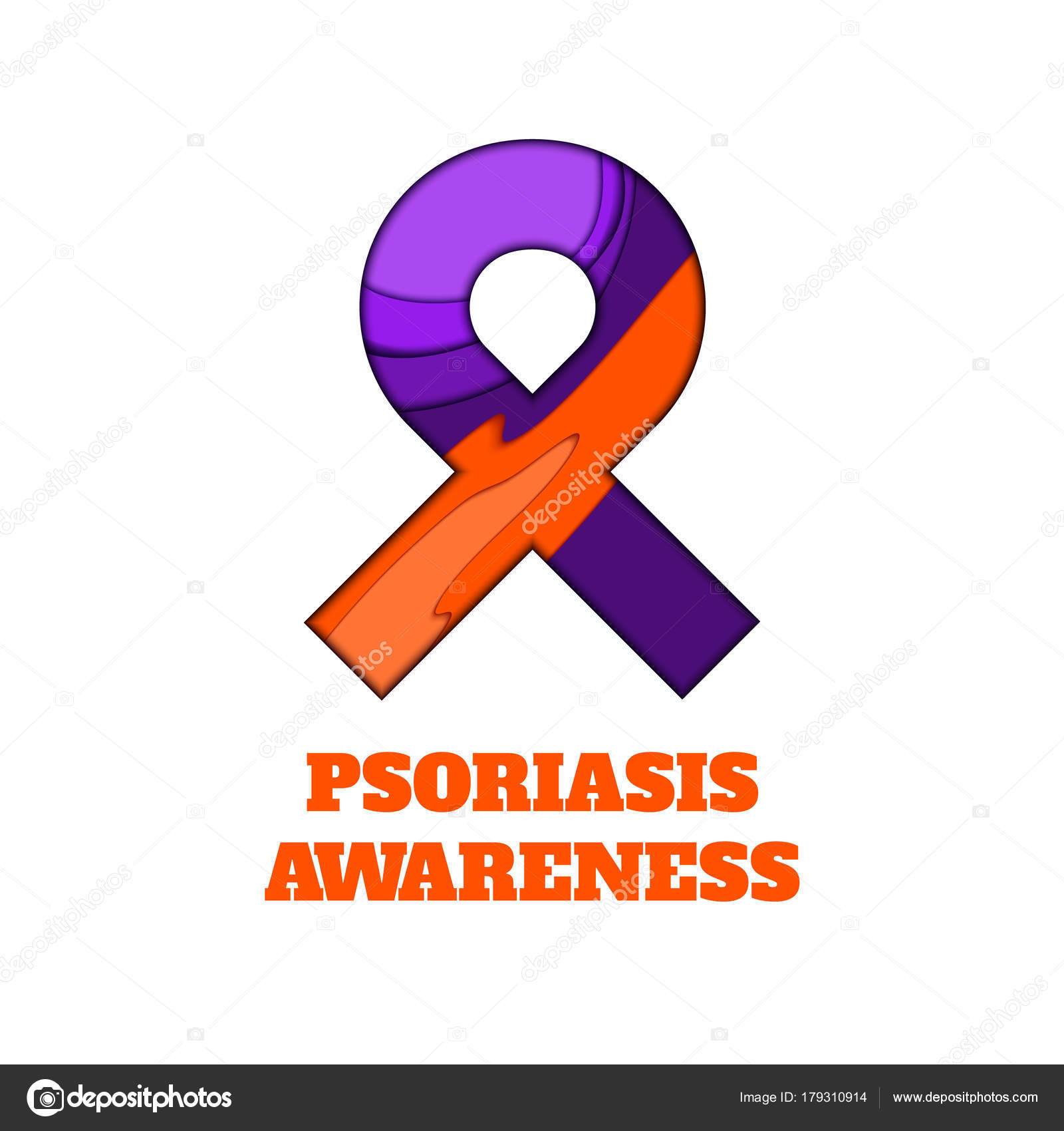 Psoriatic arthritis awareness papercut ribbon Stock Vector Image by