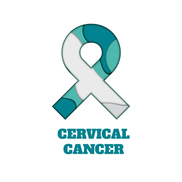 Cinta de corte en papel para el conocimiento del cáncer cervical — Vector de stock