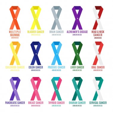 Cancer ribbons set clipart