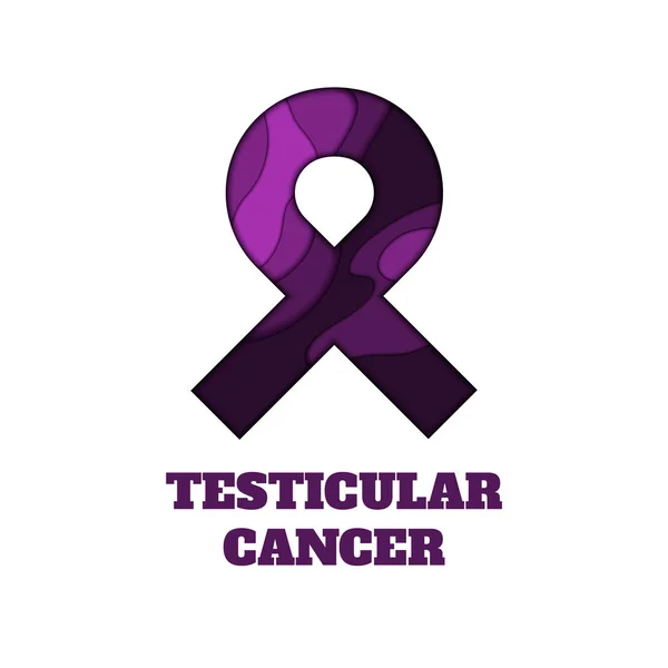 Testicular cancer awareness purple ribbon collection set Stock Vector