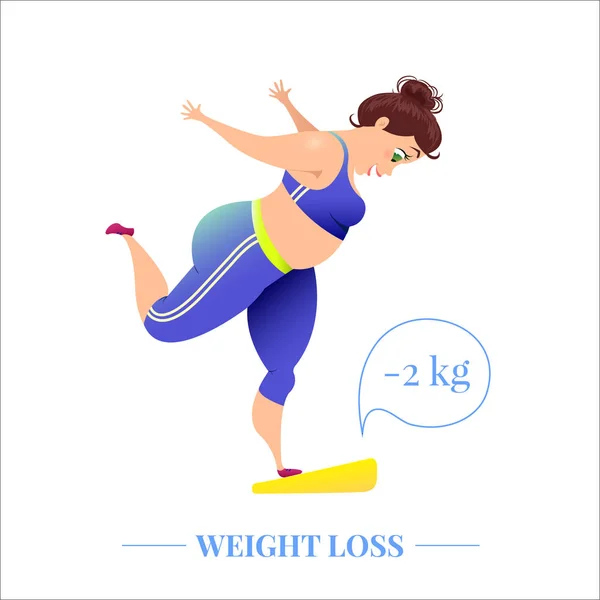 Cartaz de perda de peso com uma mulher em escalas —  Vetores de Stock