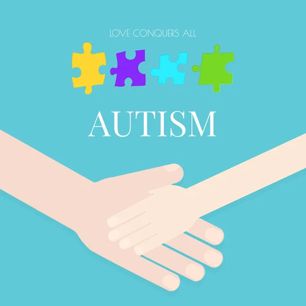 Cartaz de autismo com as mãos — Vetor de Stock