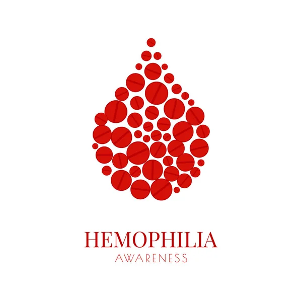 Hemofilie plakát s kapkou pilulky — Stockový vektor