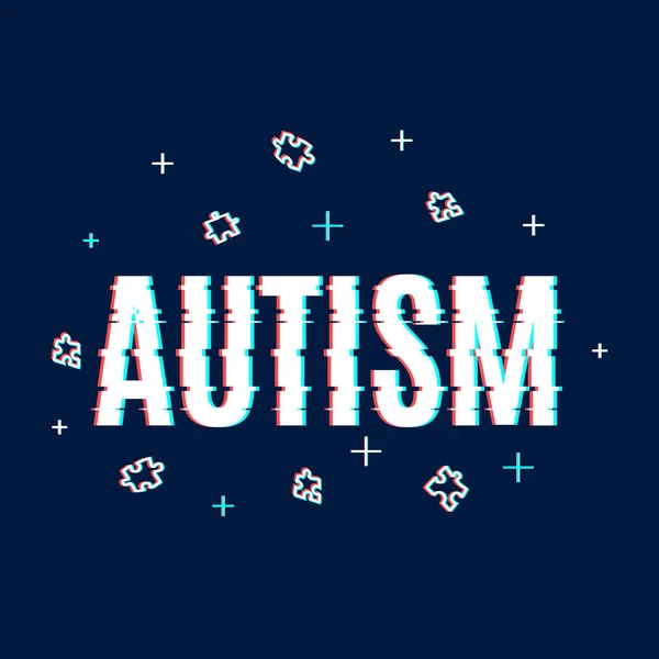 Cartaz de autismo com efeito de falha — Vetor de Stock