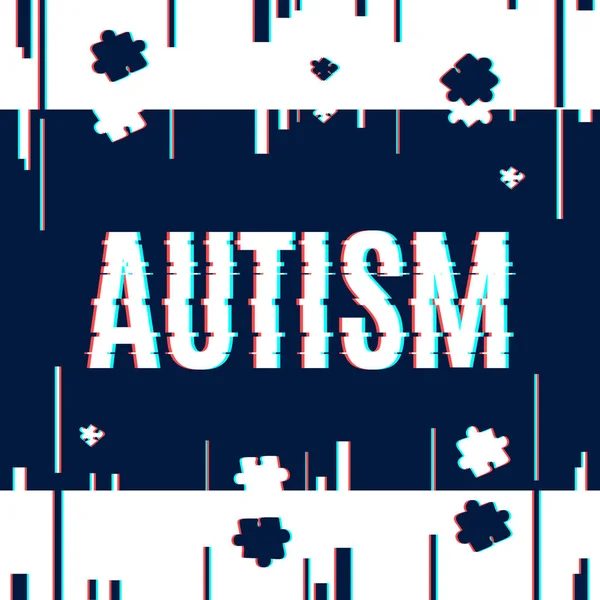 Cartaz de autismo com efeito de falha — Vetor de Stock