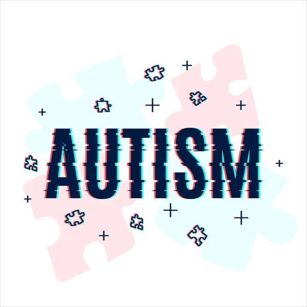 Cartaz de autismo com efeito de falha — Vetor de Stock