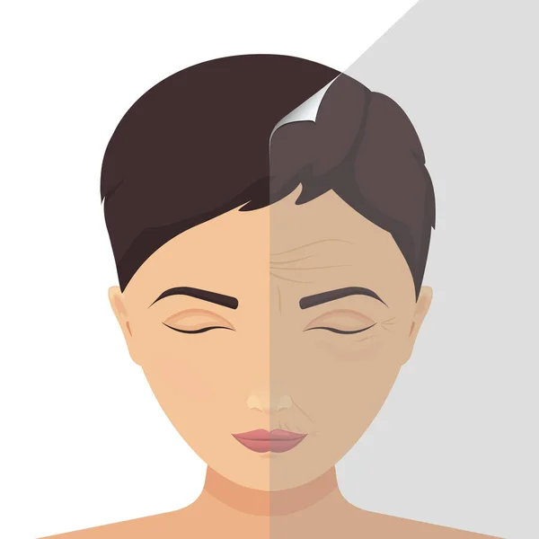 Mujer antes y después del tratamiento de belleza — Vector de stock