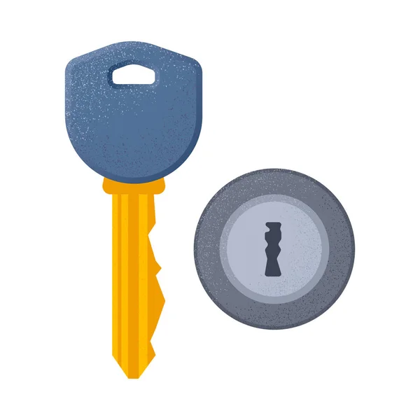 Ikon kunci dan lubang kunci - Stok Vektor