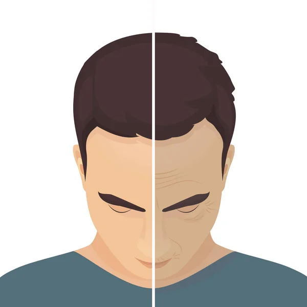 Hombre antes y después del tratamiento de belleza — Archivo Imágenes Vectoriales