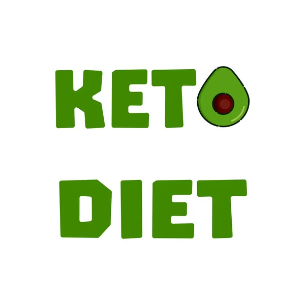 Cartel de salud Keto palabra dieta con aguacate — Vector de stock