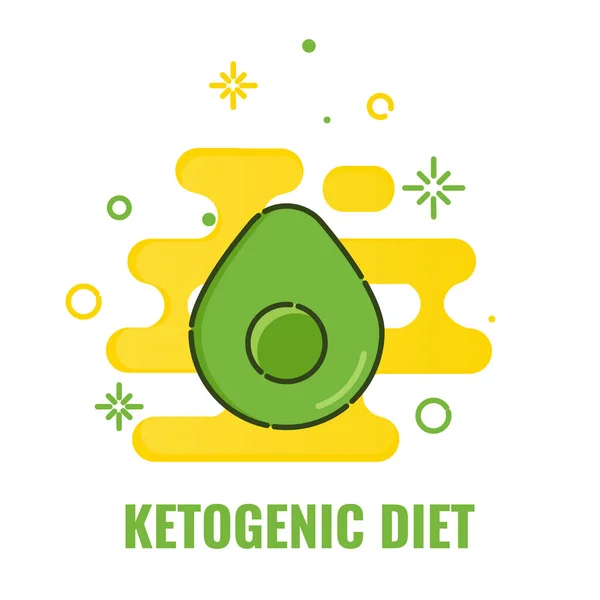 Poster dieta chetogenica di avocado tagliato a metà — Vettoriale Stock