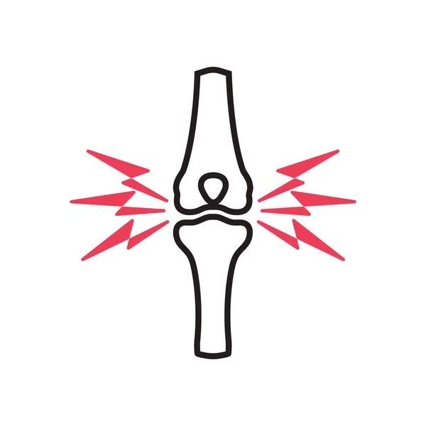Медицинская икона боли в коленном суставе в линейном стиле — стоковый вектор