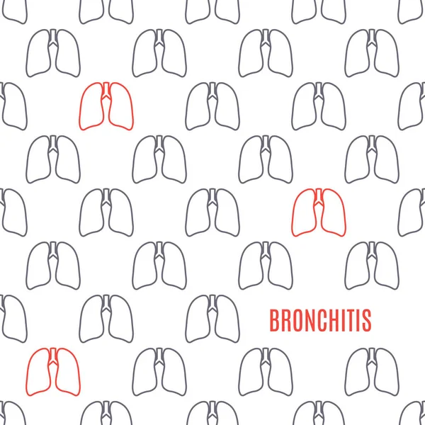 Bronchitis longen pictogram patroon poster in lineaire stijl — Stockvector