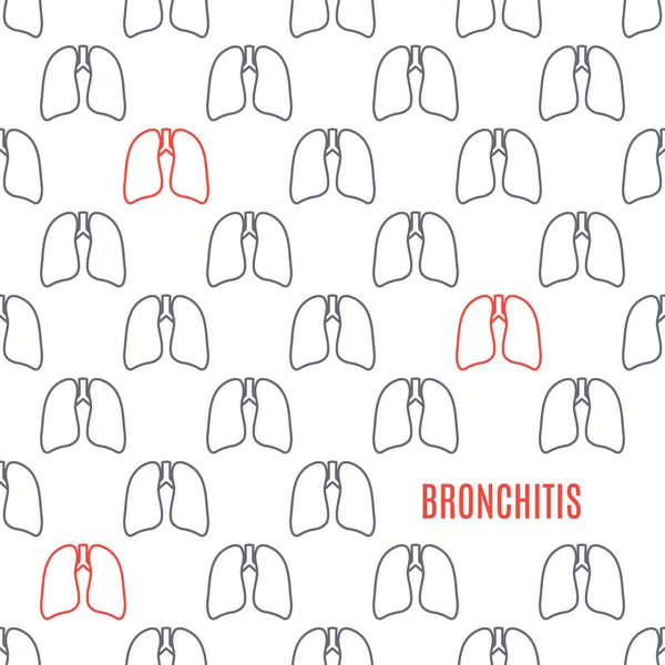 Cartel estampado icono bronquitis pulmones en estilo lineal — Vector de stock