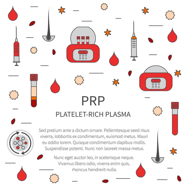 Plantilla médica de tratamiento de plasma rico en plaquetas en estilo lineal — Vector de stock