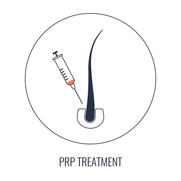Cartel de tratamiento de pérdida de cabello PRP con un folículo y una jeringa — Vector de stock