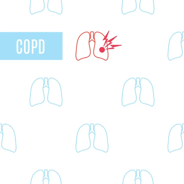 Copd płuca ikona wzorzysty plakat w stylu liniowym — Wektor stockowy