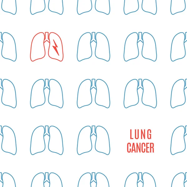 Cartel con estampado de icono de cáncer de pulmón en estilo lineal — Vector de stock