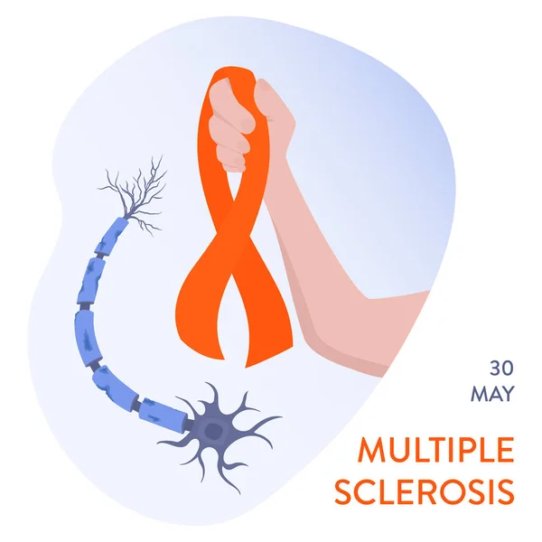 Плакат о рассеянном склерозе с поврежденным нейроном — стоковый вектор