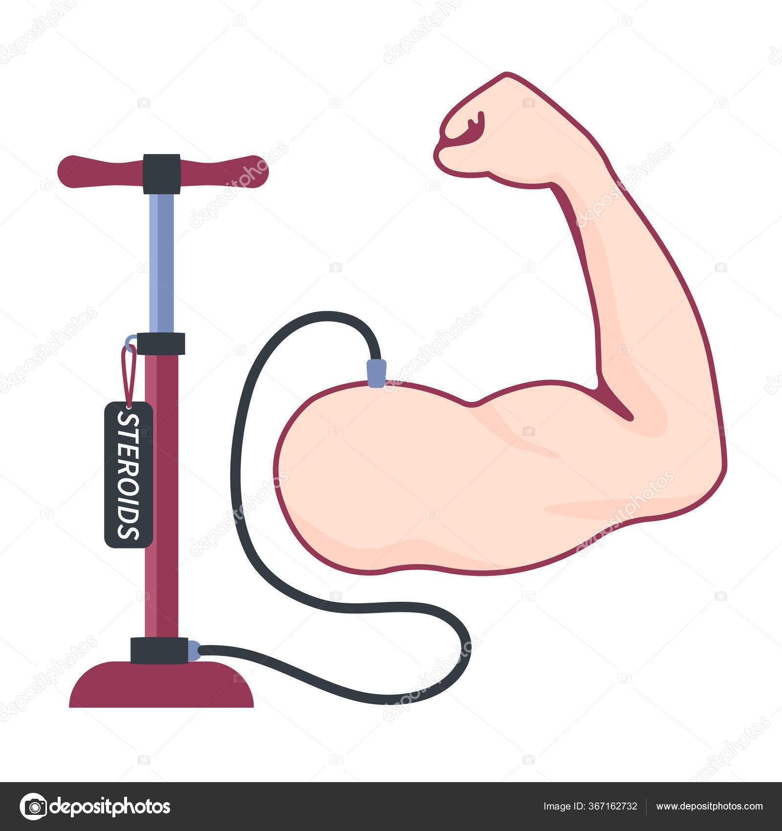 Anti steroids poster with a strong muscular arm and a pump — Stock